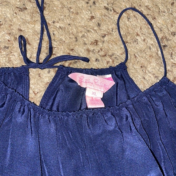 Lilly Pulitzer silky top navy blue strappy sexy classy elegant lace NYE party XL - Picture 3 of 3